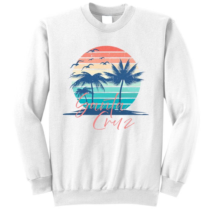 Santa Cruz Vintage Summer Vibes Beach Sunset Retro Palm Tree Sweatshirt