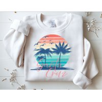 Santa Cruz Vintage Summer Vibes Beach Sunset Retro Palm Tree Sweatshirt
