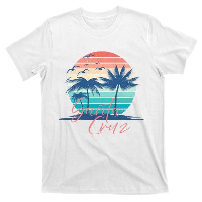 Santa Cruz Vintage Summer Vibes Beach Sunset Retro Palm Tree T-Shirt