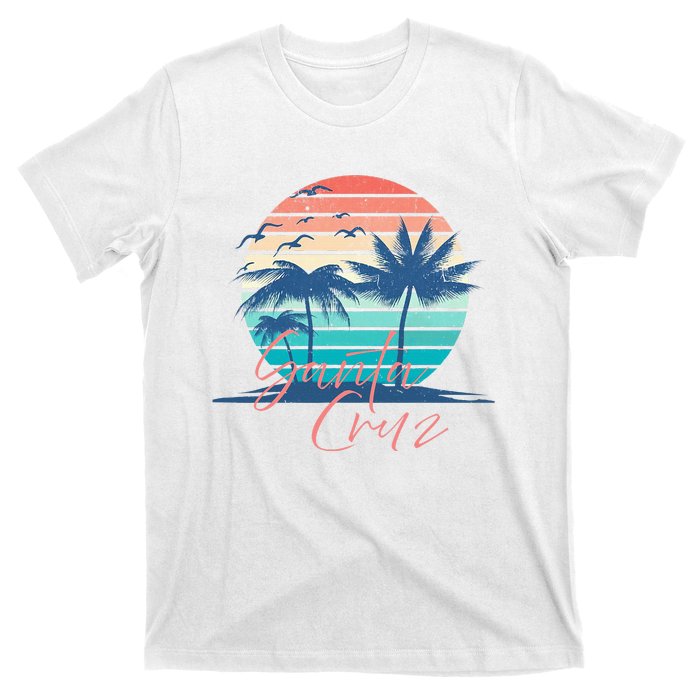 Santa Cruz Vintage Summer Vibes Beach Sunset Retro Palm Tree T-Shirt