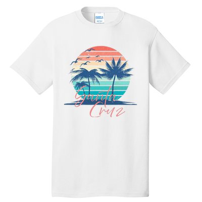 Santa Cruz Vintage Summer Vibes Beach Sunset Retro Palm Tree Tall T-Shirt