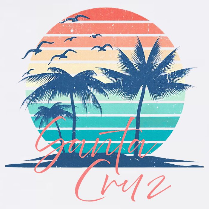 Santa Cruz Vintage Summer Vibes Beach Sunset Retro Palm Tree Tall T-Shirt
