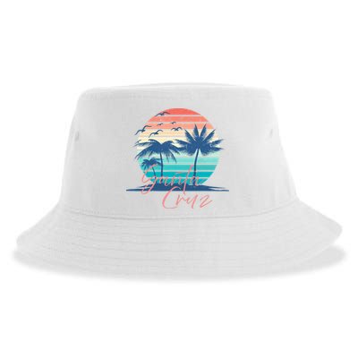 Santa Cruz Vintage Summer Vibes Beach Sunset Retro Palm Tree Sustainable Bucket Hat