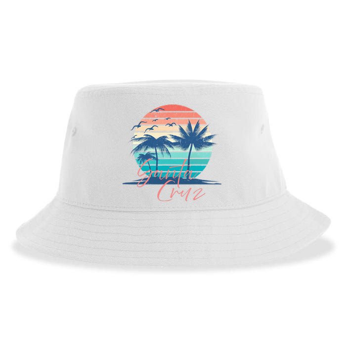 Santa Cruz Vintage Summer Vibes Beach Sunset Retro Palm Tree Sustainable Bucket Hat