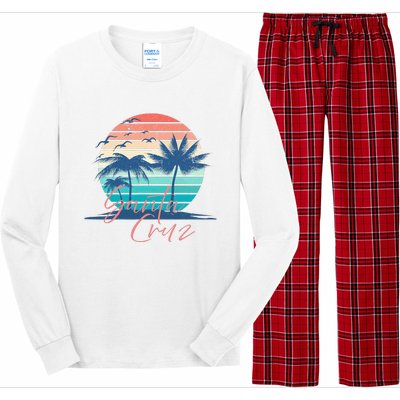 Santa Cruz Vintage Summer Vibes Beach Sunset Retro Palm Tree Long Sleeve Pajama Set