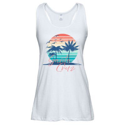 Santa Cruz Vintage Summer Vibes Beach Sunset Retro Palm Tree Ladies Essential Flowy Tank