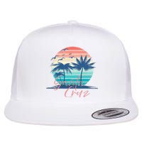 Santa Cruz Vintage Summer Vibes Beach Sunset Retro Palm Tree Flat Bill Trucker Hat