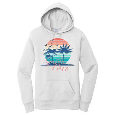Santa Cruz Vintage Summer Vibes Beach Sunset Retro Palm Tree Women's Pullover Hoodie