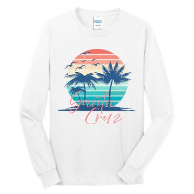 Santa Cruz Vintage Summer Vibes Beach Sunset Retro Palm Tree Tall Long Sleeve T-Shirt