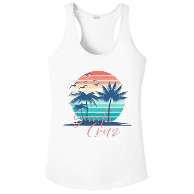 Santa Cruz Vintage Summer Vibes Beach Sunset Retro Palm Tree Ladies PosiCharge Competitor Racerback Tank
