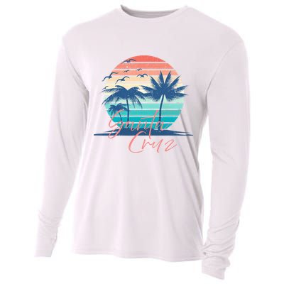 Santa Cruz Vintage Summer Vibes Beach Sunset Retro Palm Tree Cooling Performance Long Sleeve Crew