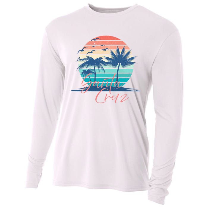 Santa Cruz Vintage Summer Vibes Beach Sunset Retro Palm Tree Cooling Performance Long Sleeve Crew