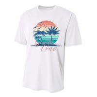 Santa Cruz Vintage Summer Vibes Beach Sunset Retro Palm Tree Performance Sprint T-Shirt