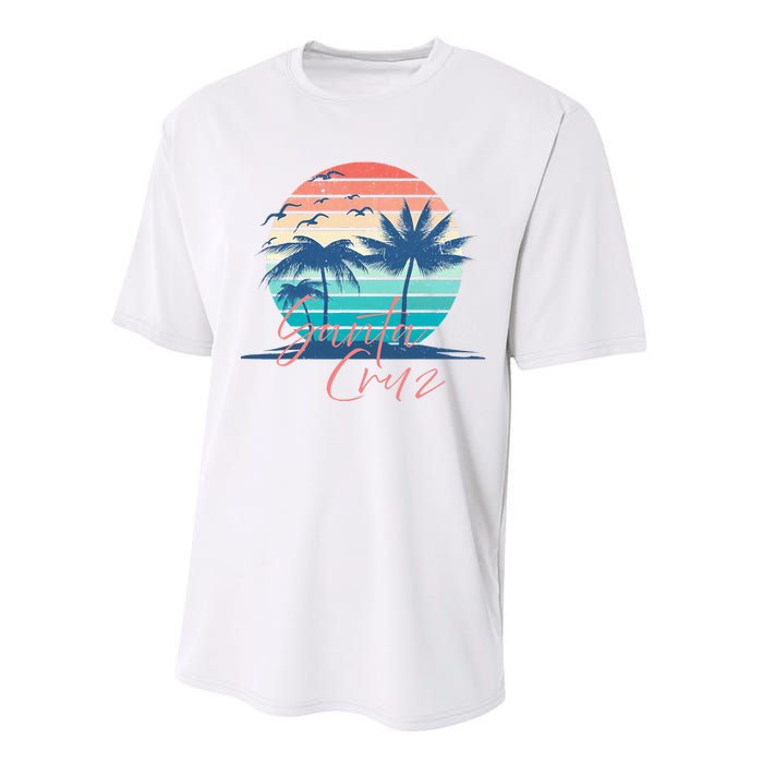 Santa Cruz Vintage Summer Vibes Beach Sunset Retro Palm Tree Performance Sprint T-Shirt