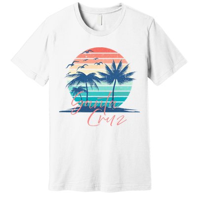 Santa Cruz Vintage Summer Vibes Beach Sunset Retro Palm Tree Premium T-Shirt