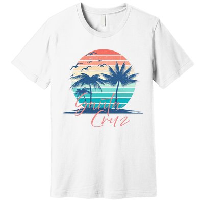 Santa Cruz Vintage Summer Vibes Beach Sunset Retro Palm Tree Premium T-Shirt