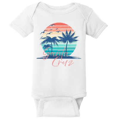 Santa Cruz Vintage Summer Vibes Beach Sunset Retro Palm Tree Baby Bodysuit