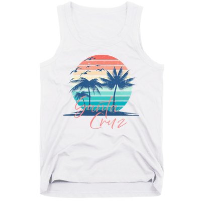 Santa Cruz Vintage Summer Vibes Beach Sunset Retro Palm Tree Tank Top