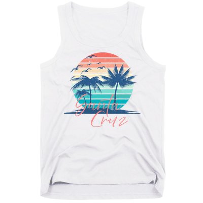 Santa Cruz Vintage Summer Vibes Beach Sunset Retro Palm Tree Tank Top