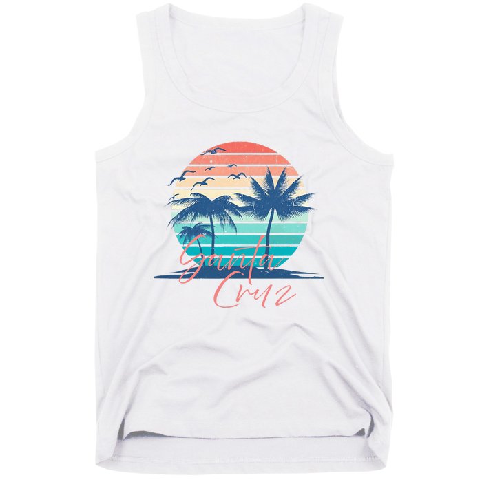 Santa Cruz Vintage Summer Vibes Beach Sunset Retro Palm Tree Tank Top