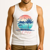 Santa Cruz Vintage Summer Vibes Beach Sunset Retro Palm Tree Tank Top