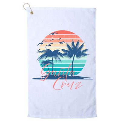 Santa Cruz Vintage Summer Vibes Beach Sunset Retro Palm Tree Golf Towel