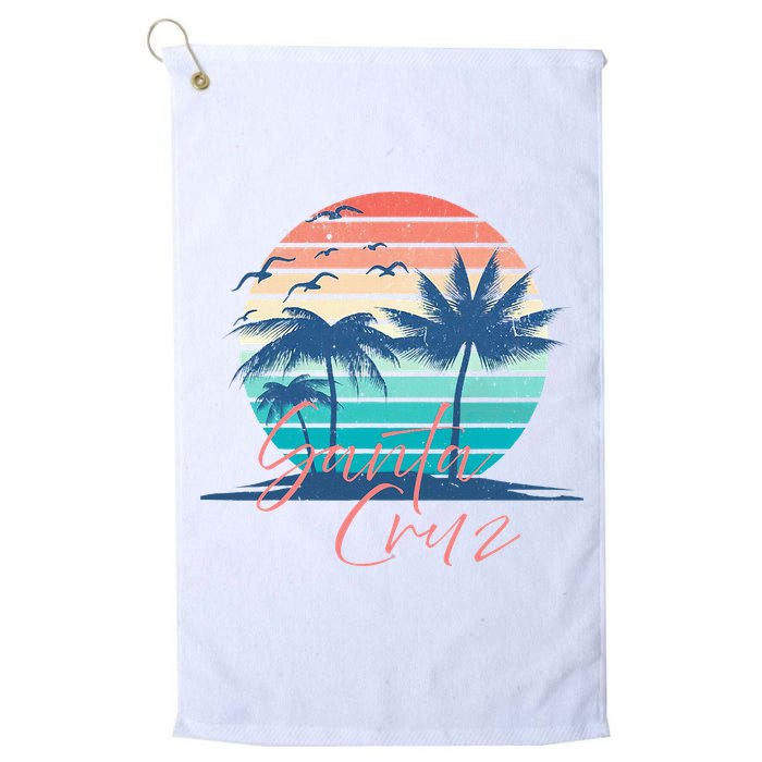Santa Cruz Vintage Summer Vibes Beach Sunset Retro Palm Tree Golf Towel