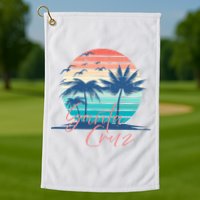 Santa Cruz Vintage Summer Vibes Beach Sunset Retro Palm Tree Golf Towel