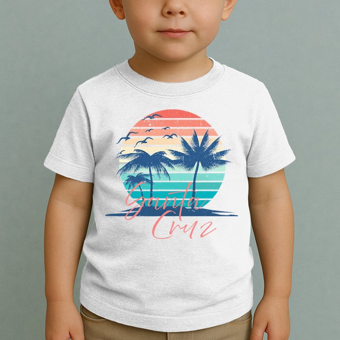 Santa Cruz Vintage Summer Vibes Beach Sunset Retro Palm Tree Toddler T-Shirt