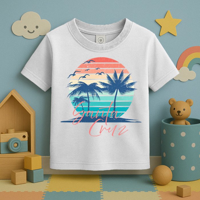 Santa Cruz Vintage Summer Vibes Beach Sunset Retro Palm Tree Toddler T-Shirt