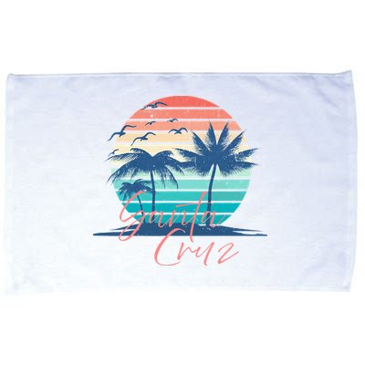 Santa Cruz Vintage Summer Vibes Beach Sunset Retro Palm Tree Microfiber Hand Towel