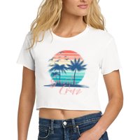 Santa Cruz Vintage Summer Vibes Beach Sunset Retro Palm Tree Crop Top