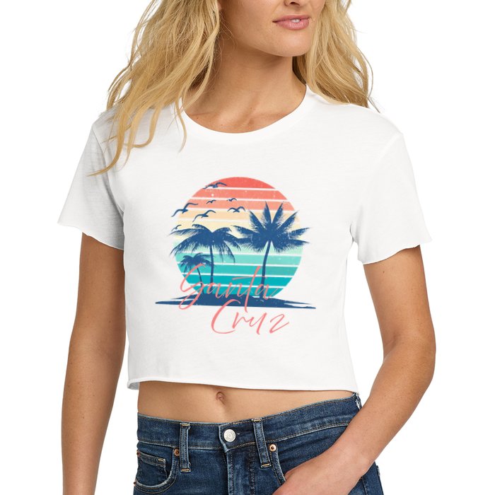 Santa Cruz Vintage Summer Vibes Beach Sunset Retro Palm Tree Crop Top