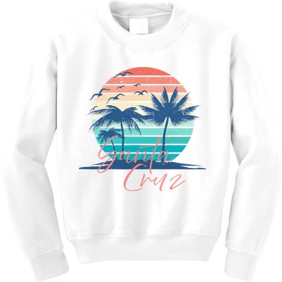 Santa Cruz Vintage Summer Vibes Beach Sunset Retro Palm Tree Kids Sweatshirt