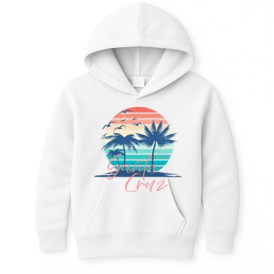 Santa Cruz Vintage Summer Vibes Beach Sunset Retro Palm Tree Kids Hoodie