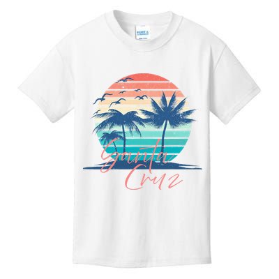 Santa Cruz Vintage Summer Vibes Beach Sunset Retro Palm Tree Kids T-Shirt