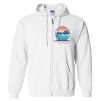 Santa Cruz Vintage Summer Vibes Beach Sunset Retro Palm Tree Full Zip Hoodie