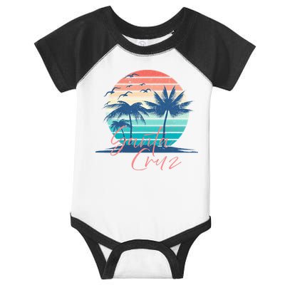 Santa Cruz Vintage Summer Vibes Beach Sunset Retro Palm Tree Infant Baby Jersey Bodysuit