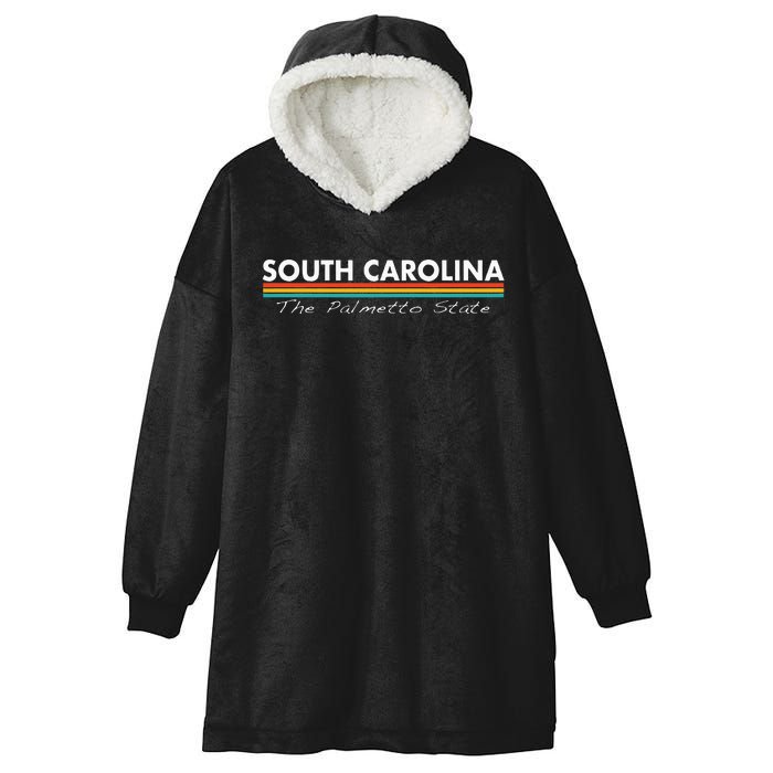 South Carolina Vintage Retro Stripes Classic Hooded Wearable Blanket