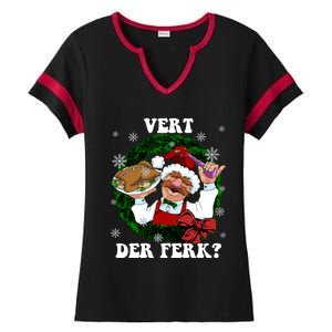 Swedish Chef Vert Der Ferk Christmas Swedish Chef Christmas Funny Ladies Halftime Notch Neck Tee