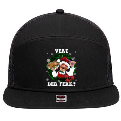 Swedish Chef Vert Der Ferk Christmas Swedish Chef Christmas Funny 7 Panel Mesh Trucker Snapback Hat