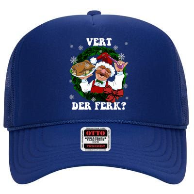 Swedish Chef Vert Der Ferk Christmas Swedish Chef Christmas Funny High Crown Mesh Back Trucker Hat