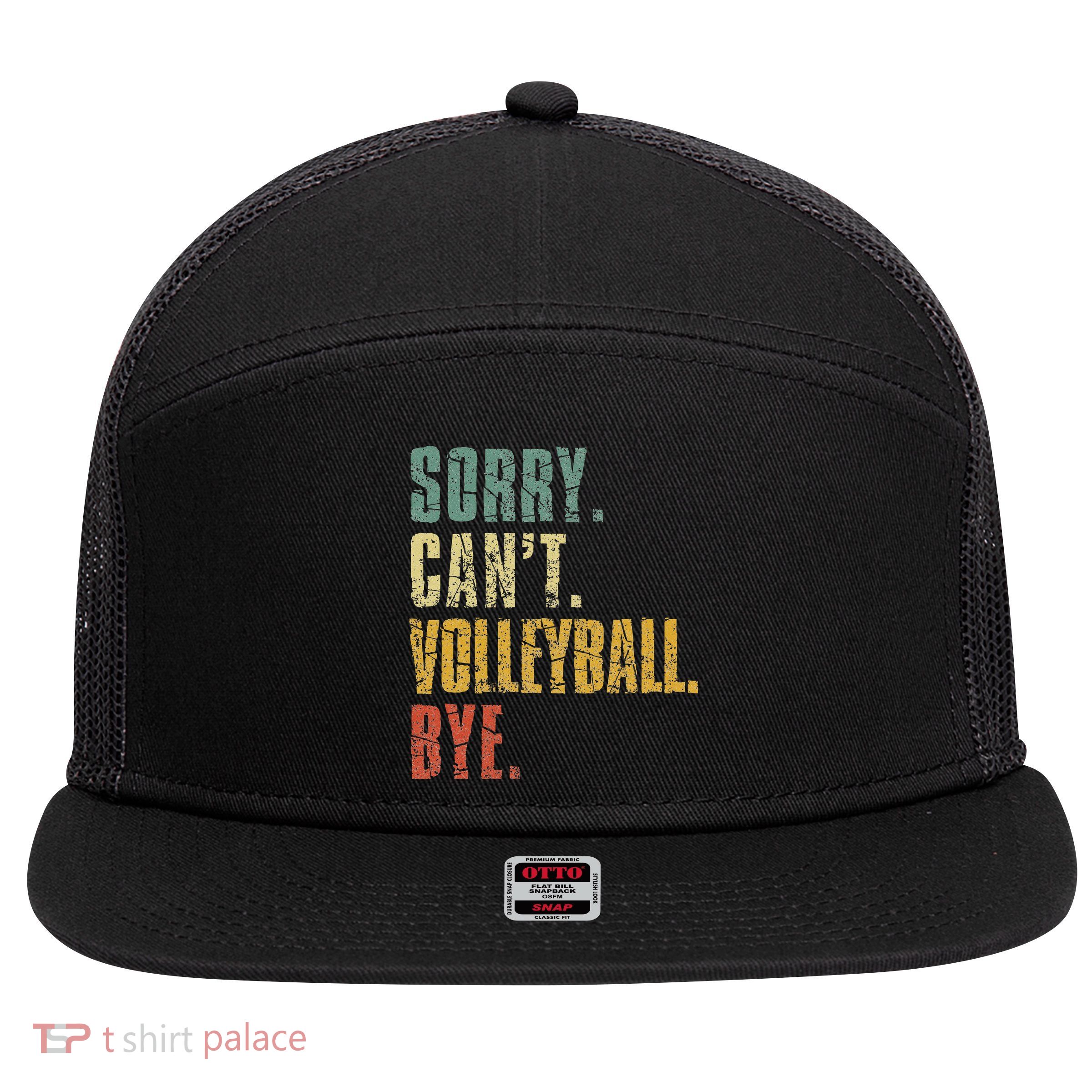 Sorry Cant Volleyball Bye Retro Volleyball Sayings Men Women 7 Panel Mesh Trucker Snapback Hat