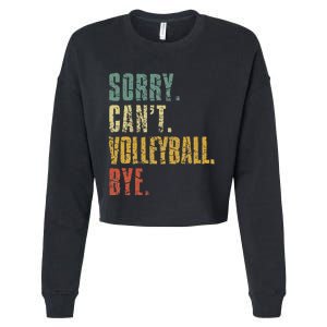 Sorry Cant Volleyball Bye Retro Volleyball Sayings Men Women Cropped Pullover Crew