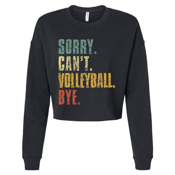 Sorry Cant Volleyball Bye Retro Volleyball Sayings Men Women Cropped Pullover Crew