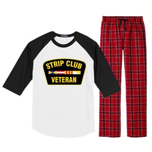 Strip Club Veteran Funny Joke Club Badge Emblem Humor Graphic Raglan Sleeve Pajama Set