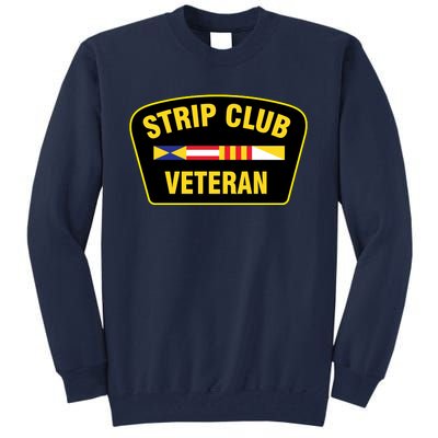 Strip Club Veteran Funny Joke Club Badge Emblem Humor Graphic Tall Sweatshirt