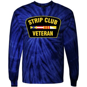 Strip Club Veteran Funny Joke Club Badge Emblem Humor Graphic Tie-Dye Long Sleeve Shirt