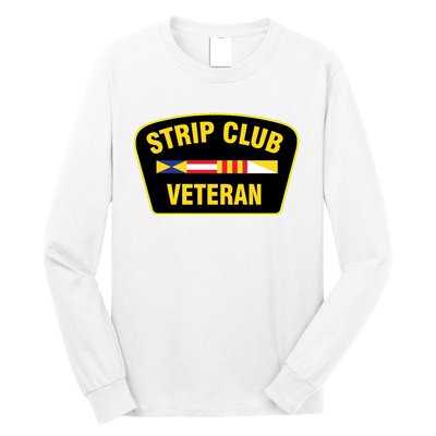 Strip Club Veteran Funny Joke Club Badge Emblem Humor Graphic Long Sleeve Shirt