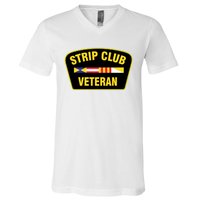 Strip Club Veteran Funny Joke Club Badge Emblem Humor Graphic V-Neck T-Shirt